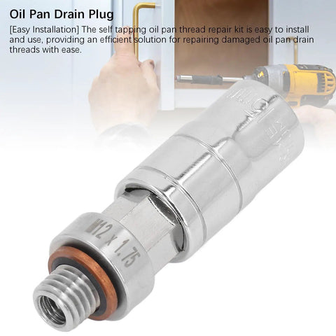M12x1.75 Oil Drain Plug Kit Fixes Stripped Threads Instantly With Durable Stainless Steel Self-Tapping Design For Smooth DIY Repair And Heavy Duty Use, M12x1.75 stainless steel plug with tool