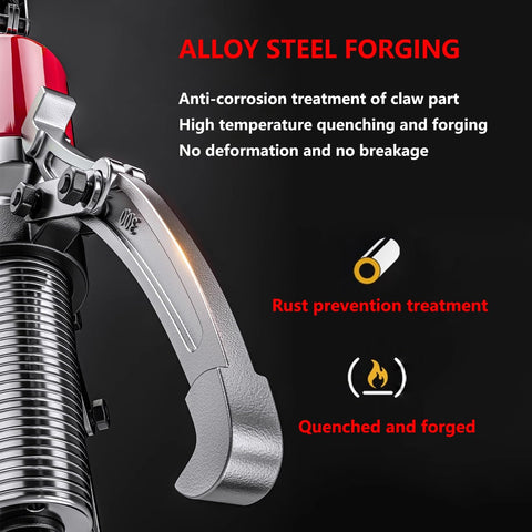 Close-up of 50 Ton Hydraulic Gear Puller Kit With 3 Jaw And 2 Jaw Sets, alloy steel forging, rust prevention, quenched and forged