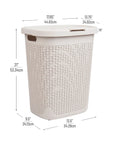 Slim Laundry Hamper With Lid 50L Capacity Clothes Basket In Ivory Plastic With A Wicker Look Durable Portable Laundry Organizer