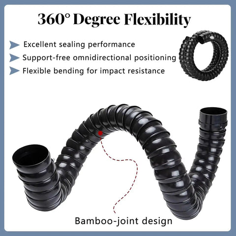 Slick Handling Fume Extraction Arm With Dust Capture Hood And Duct Hose Hardware Kit For Shop Smoke Extraction Black two-inch flexible 360-degree hose design.