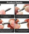 Product details showing Two Pack M6 Retractable Indexing Plunger Pins With A Sweet Knurled Handle And Heavy Duty Spring Lock Mechanism.