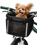 Front Dog Bike Basket For Small Pups Up To 11 Lbs Folding Pet Carrier With Quick Release Mount Safety Tether Detachable Handlebar Bag