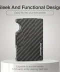 Slim RFID Blocking Metal Wallet For Men With Money Clip Minimalist Front Pocket Card Holder on display