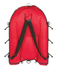 Go To Heavy Duty Universal Floating Object Bag with 600D shell, 12 hooks, 28 D rings, red with black straps, back view.