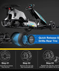 Image showing assembly steps for Two Pack 10-2.75 Inch Solid Tires With Quick Release Drift Style for Ninebot Gokart.