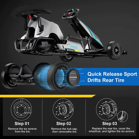 Image showing assembly steps for Two Pack 10-2.75 Inch Solid Tires With Quick Release Drift Style for Ninebot Gokart.