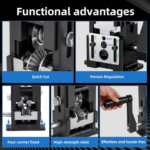 Pro Level Handheld Wire Stripper Tool With Tunable Dual Drive Modes For Fast Wire Insulation Skinning And Effortless Trade Site Prep Without Breaking A Sweat showing functional advantages like quick cut and porous regulation.
