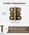 80 Piece Antique Bronze Butterfly Hinges Set Small Retro Vintage Vibe Mini Hinges With Screws dimensions display