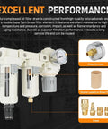 Three Eighths Inch NPT Air Compressor Filter Dryer With Auto And Semi Auto Dual Drain, water separator, brass components shown