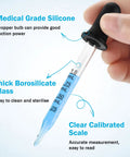 8 Pack Glass Pipette Droppers With Bent And Straight Tips, 1 ml measuring eyedropper with clear scale and black silicone tip