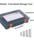 Super Durable 392 Piece Compression Spring Assortment Kit With 24 Different Sizes, High Grade Stainless Steel Mini Springs For DIY Projects And Home Repairs, Super Easy Plastic Storage Case Keeps Everything Organized And Ready To Go., plastic case 21.1 x 14.5 x 4 cm with stainless steel compression springs