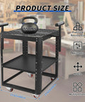 Straight Up Workhorse 550 Lb Power Tool Table With Smooth Rollin Wheels And Adjustable Height Legs For Planers And Miter Saws Plus Double Shelf Storage, showing dimensions and weight capacity.