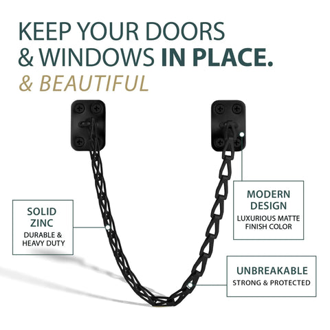 Super Slick 12 Inch Transom Door Chain Hardware For Windows And Cabinets, Matte Black Adjustable Limit Stop for secure positioning.