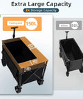 Collapsible Wagon Cart Foldable 150L Capacity And 360Lbs Load Portable Wagon With All Terrain Wheels And Brakes Heavy Duty