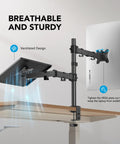 Adjustable Monitor Stand With One Arm Desk Mount For 32 Inch Monitor And 17 Inch Laptop, showing ventilated design and VESA mount