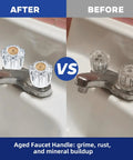 Comparison of faucets with Clear Acrylic Faucet Handles Replacement Kit For Two-Handle Faucets after installation vs before