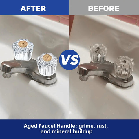 Comparison of faucets with Clear Acrylic Faucet Handles Replacement Kit For Two-Handle Faucets after installation vs before