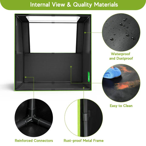 Internal view of Pro Grade Laser Engraver Enclosure With Vent, Fireproof And Dustproof Protective Cover, 700x700x460mm frame.