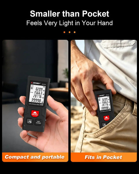 Slick Compact Laser Distance Measure 131 Ft Range With Deadly Accurate 2 Mm Precision For Pro Handyman And Home Diy Construction Projects Featuring Dual Reference Lines And 2 Aaa Batteries For No Sweat Quick Room Measurements