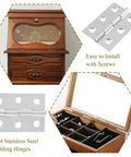 Twenty Pack Three Inch Butt Hinges For Cabinet Doors With Mirror Chrome Finish Built Heavy Duty Stainless Steel Rust Free Hardware Easy Install Screws Included, showing installation on a wooden cabinet.
