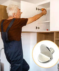 Man installing cabinets with Heavy Duty Shelf Brackets for Home Storage Metal L Shaped Clips For Cabinets And Bookcases Adjustable Height Easy