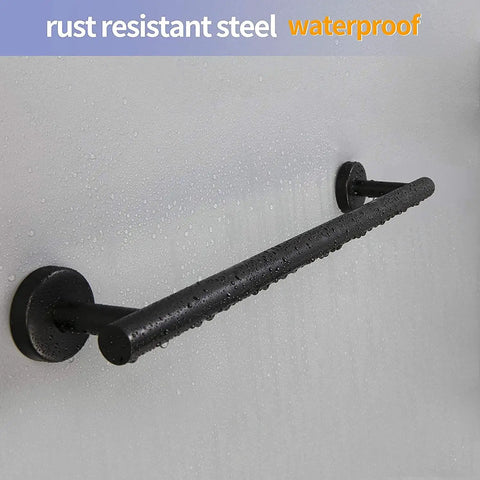 Two Piece Matte Black 16 Inch Double Towel Bar Set For Bathroom Stainless Steel Wall Mount Towel Racks With Concealed Mounting Holes