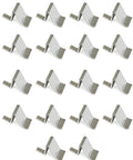 Heavy Hitter 18 Piece Silver Steel Shelf Clip Kit Built Tough For Knockout Wall Storage Adjustable Pilaster Strip Brackets showing eighteen clips