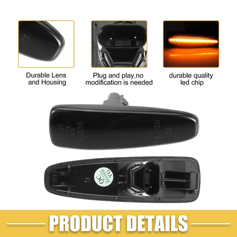 Mitsubishi Lancer Front LED Side Marker Lights Pair With Black Lens And Yellow Turn Signals 8351A001, product details view