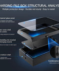 Wall Mounted EV Charger Protection Box Drip Proof Charging Case Universal Tesla Fit Plug hardshell housing structure analysis with locks.