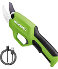 Cordless Electric Pruning Shears 7.2V Battery Powered Pruner, green handle, SK5 blades, USB charging cable included