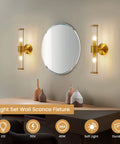 Gold Aluminum Wall Sconce With Cut Glass Shade, Up And Down Lighting, Modern Vanity Light for bathroom mirror and hallways