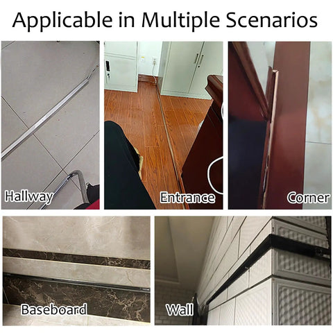 Different applications of Self Adhesive Wire Management Cover With Stainless Steel Raceway And Wood Grain Look in various settings.