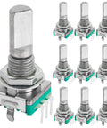 EC11 Rotary Encoder Module Kit, 10 Pieces, 20mm Diameter, Dode Switch Digital Potentiometer With Built-In Switch For Audio Projects, 5V DC, Blue Silver Tone, Durable Plastic and Metal Build, silver rotary encoder switches
