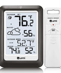 Dope Wireless Indoor Outdoor Thermometer Weather Station With Remote Sensor Temperature Humidity Monitor Battery Powered 330 Feet Range Backlit Display Easy Readout For Home And Office Metal Black