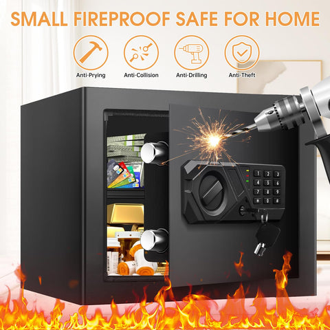 Heavy Duty Home Safe With Fireproof And Waterproof Protection Digital Security Safe With Key And Combo Lock Ideal for Storing Valuables
