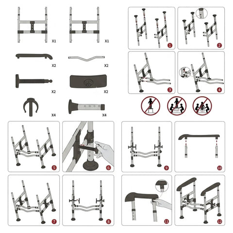 Assembly instructions for Rock Solid Toilet Safety Rails For Seniors With Heavy Duty 500 Lbs Capacity And No Sweat Drill Free Setup.