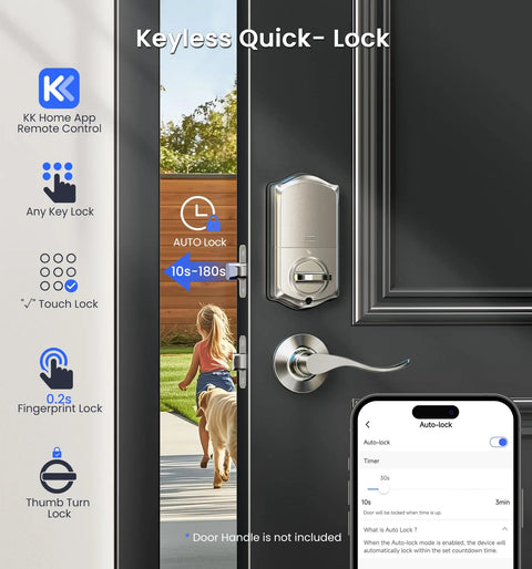 Satin Nickel WiFi Smart Keyless Entry Lock For Front Door Featuring Fingerprint And Password Access Mobile App Control For No Sweat Remote Access And Straight Up Knockout Home Protection