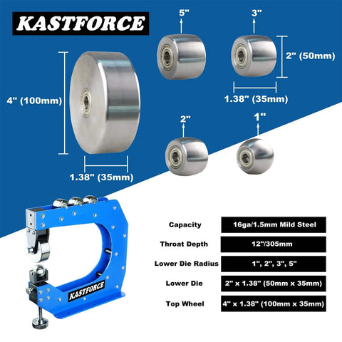 Professional Benchtop English Wheel With 12 Inch Throat And 16 Gauge Mild Steel Capacity Featuring Four Interchangeable Lower Dies For Smooth Sheet Metal Working Plus Rock Solid Auto Body Repair That Gets The Job Done Without Any Sweat