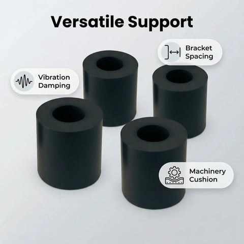 Heavy Duty M10 Rubber Spacer 10 mm ID, 20 mm OD, 20 mm High NBR Bushing For Anti Vibration Isolator shown with features
