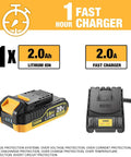20V Cordless Drill With 2000mAh Battery High Torque 530 in lbs 24 Plus 1 Clutch Settings Variable Speed Fast Charger 2A
