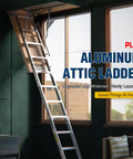 Beefy Heavy Duty Aluminum Attic Ladder 25 By 54 Inch With 375 Pound Capacity Pull Down Access For Ceilings Ranging From 7 Ft 8 In To 10 Ft 3 In Easy Install Durable Construction For Safe Home Storage installed in room
