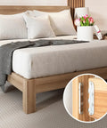 Modern bedroom with wooden bed frame and inset detail of Beefed Up Bed Frame Brackets Surface Mounted 4 Pack With Mounting Screws.
