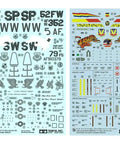 Decal sheet for 1/48 Scale F-16CJ Plastic Model Kit With CCIP Cockpit, IFF Antenna, curved fuselage, full ordnance options.