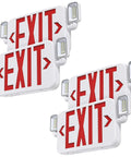 Four Two Head LED Emergency Exit Sign Light Kits with Backup Battery, adjustable heads, red letter, UL 924 Commercial Exit Lighting