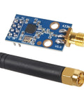 Clutch Drop Cc1101 Wireless Transceiver Module With Durable Sma Antenna covering 315 433 868 915 Mhz, blue circuit board and antenna.