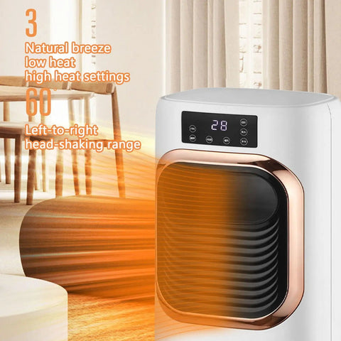 Two In One Evaporative Air Cooler And Portable Space Heater Tower Unit For No Sweat Setup total cool breeze and quick warmth all season adjustable modes, showing digital control panel and airflow details.