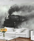 Retro Steam Train Mural 59 By 41 Inch Silk Cloth Wall Art For Living Room And Bedroom Not Peel And Stick Vintage Locomotive Wallpaper
