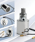 Air Horn Solenoid Valve Dual Voltage 12V And 24V For Quarter Inch NPT With Chrome Plated Zinc Alloy Housing, front and side view