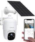 Solar Powered Wireless Outdoor Security Cam With 2K 3MP HD Video 360 Degree PTZ Color Night Vision AI Detection Siren And Spotlight