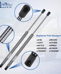 Close-up of rear window glass liftgate shocks and struts for Cadillac Escalade 2000-2006, focuses on metal rods and end connectors.